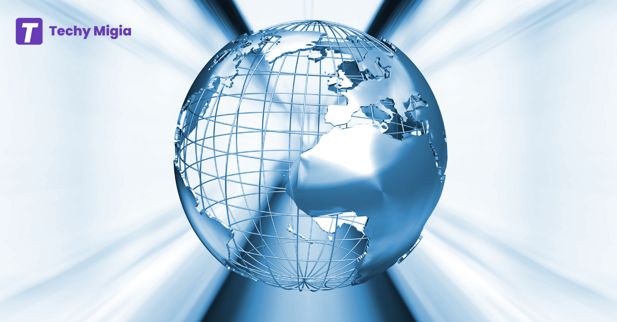 A futuristic digital representation of Earth with a metallic, wireframe design, symbolizing artificial intelligence transforming the world.